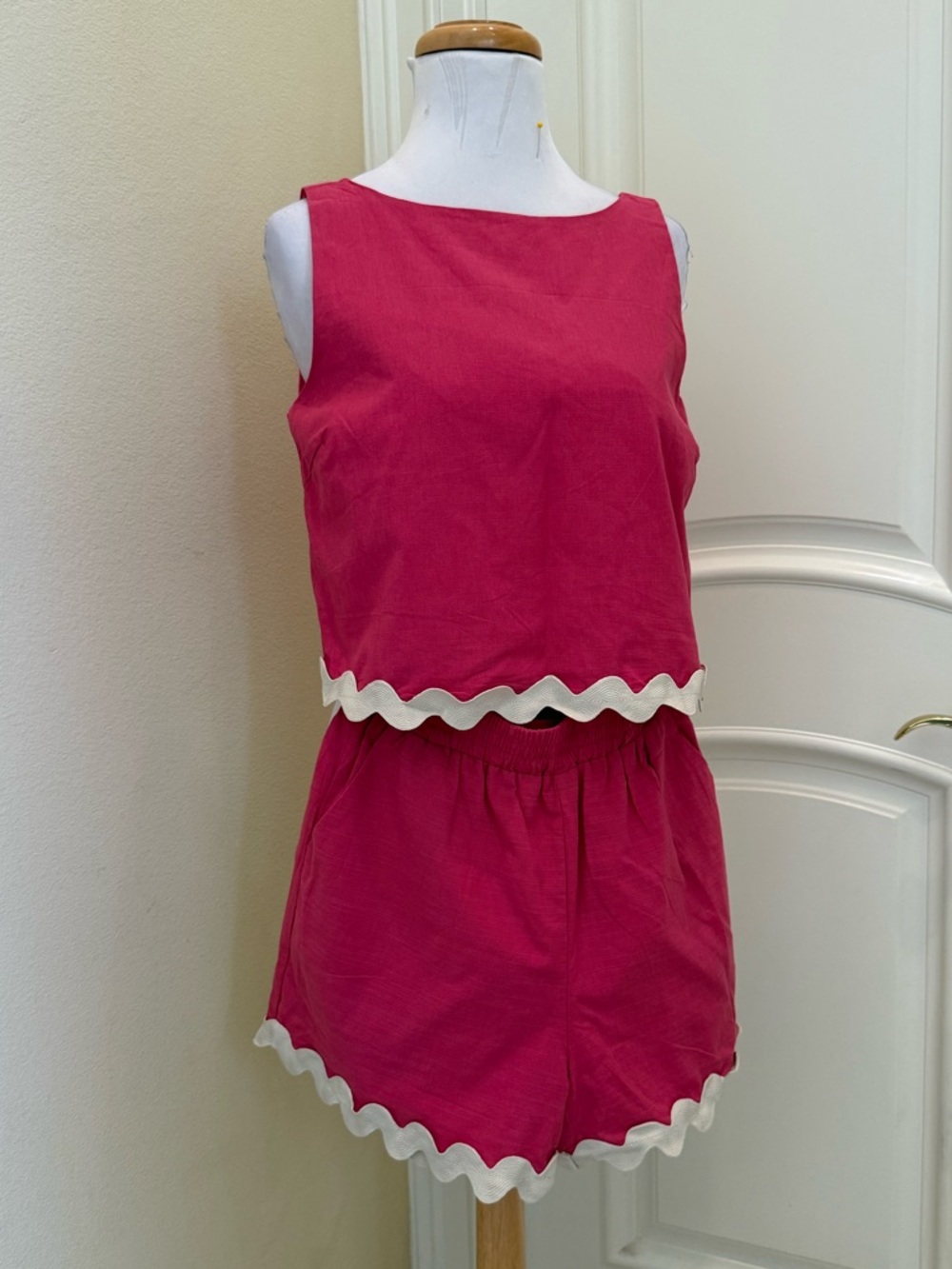 New zesica short set with ric rac trim
